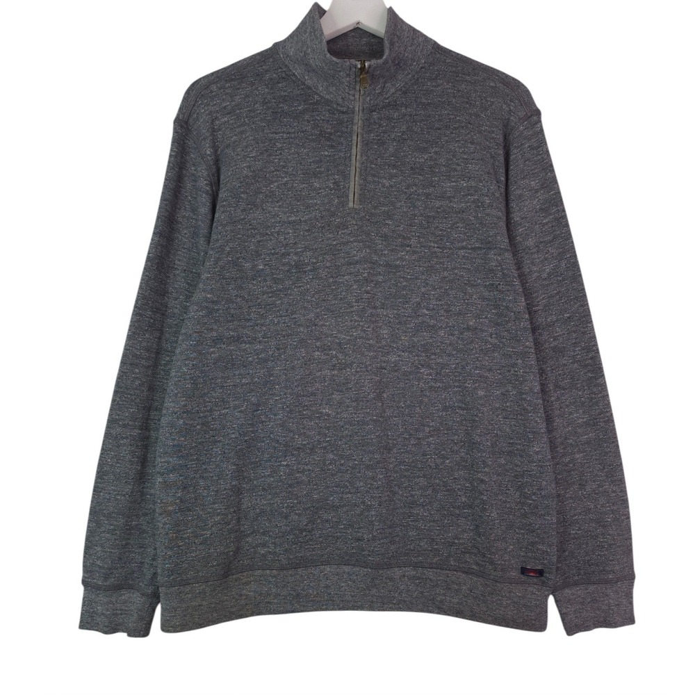 Faherty Quarter Zip Pullover Mens XL Gray Cotton Blend Heathered Grey Mock Neck